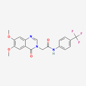 molecular formula C19H16F3N3O4 B10988774 2-(6,7-dimethoxy-4-oxoquinazolin-3(4H)-yl)-N-[4-(trifluoromethyl)phenyl]acetamide 