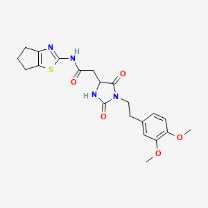 molecular formula C21H24N4O5S B10988888 N-(5,6-dihydro-4H-cyclopenta[d][1,3]thiazol-2-yl)-2-{1-[2-(3,4-dimethoxyphenyl)ethyl]-2,5-dioxoimidazolidin-4-yl}acetamide 