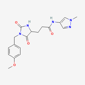 molecular formula C18H21N5O4 B10988921 3-[1-(4-methoxybenzyl)-2,5-dioxoimidazolidin-4-yl]-N-(1-methyl-1H-pyrazol-4-yl)propanamide 