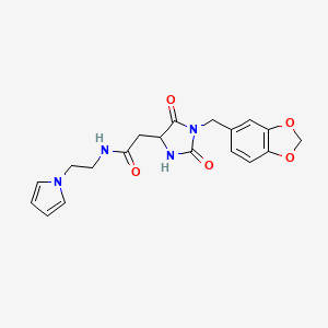 2-[1-(1,3-Benzodioxol-5-ylmethyl)-2,5-dioxo-4-imidazolidinyl]-N-[2-(1H-pyrrol-1-YL)ethyl]acetamide