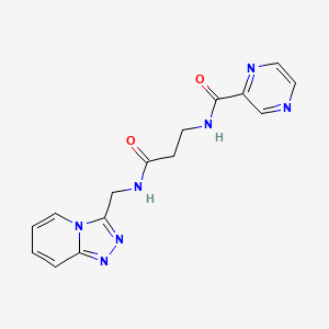 molecular formula C15H15N7O2 B10988999 N-(3-(([1,2,4]triazolo[4,3-a]pyridin-3-ylmethyl)amino)-3-oxopropyl)pyrazine-2-carboxamide 