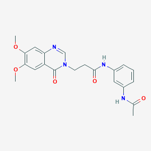 molecular formula C21H22N4O5 B10989015 N-[3-(acetylamino)phenyl]-3-(6,7-dimethoxy-4-oxoquinazolin-3(4H)-yl)propanamide 