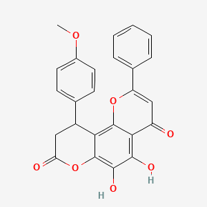 5,6-dihydroxy-10-(4-methoxyphenyl)-2-phenyl-9,10-dihydro-4H,8H-pyrano[2,3-f]chromene-4,8-dione