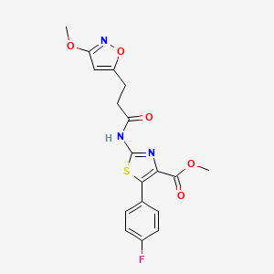 molecular formula C18H16FN3O5S B10989058 Methyl 5-(4-fluorophenyl)-2-{[3-(3-methoxy-1,2-oxazol-5-yl)propanoyl]amino}-1,3-thiazole-4-carboxylate 