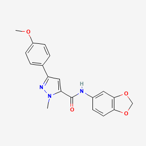 molecular formula C19H17N3O4 B10989162 N-(1,3-benzodioxol-5-yl)-3-(4-methoxyphenyl)-1-methyl-1H-pyrazole-5-carboxamide 