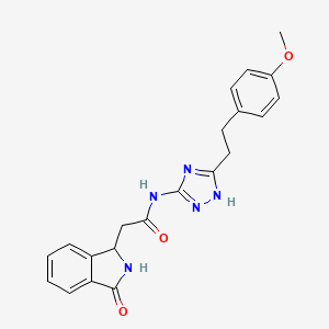 molecular formula C21H21N5O3 B10989190 N-{3-[2-(4-methoxyphenyl)ethyl]-1H-1,2,4-triazol-5-yl}-2-(3-oxo-2,3-dihydro-1H-isoindol-1-yl)acetamide 