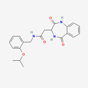 molecular formula C21H23N3O4 B10989213 2-(2,5-dioxo-2,3,4,5-tetrahydro-1H-1,4-benzodiazepin-3-yl)-N-[2-(propan-2-yloxy)benzyl]acetamide 