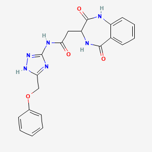 molecular formula C20H18N6O4 B10989232 2-(2,5-dioxo-2,3,4,5-tetrahydro-1H-1,4-benzodiazepin-3-yl)-N-[3-(phenoxymethyl)-1H-1,2,4-triazol-5-yl]acetamide 