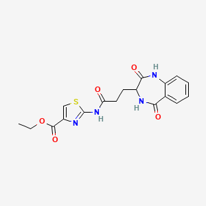 molecular formula C18H18N4O5S B10989264 ethyl 2-{[3-(2-hydroxy-5-oxo-4,5-dihydro-3H-1,4-benzodiazepin-3-yl)propanoyl]amino}-1,3-thiazole-4-carboxylate 