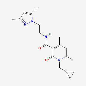 molecular formula C19H26N4O2 B10989370 1-(cyclopropylmethyl)-N-[2-(3,5-dimethyl-1H-pyrazol-1-yl)ethyl]-4,6-dimethyl-2-oxo-1,2-dihydropyridine-3-carboxamide 