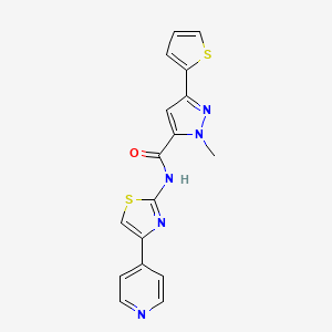 molecular formula C17H13N5OS2 B10989372 1-methyl-N-[4-(pyridin-4-yl)-1,3-thiazol-2-yl]-3-(thiophen-2-yl)-1H-pyrazole-5-carboxamide 