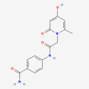 molecular formula C15H15N3O4 B10989378 4-{[(4-hydroxy-6-methyl-2-oxopyridin-1(2H)-yl)acetyl]amino}benzamide 