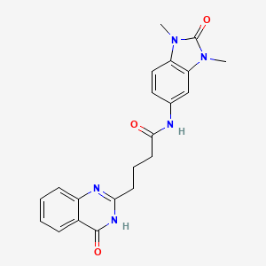 molecular formula C21H21N5O3 B10989380 N-(1,3-dimethyl-2-oxo-2,3-dihydro-1H-benzimidazol-5-yl)-4-(4-hydroxyquinazolin-2-yl)butanamide 