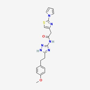 molecular formula C20H20N6O2S B10989388 N-{3-[2-(4-methoxyphenyl)ethyl]-1H-1,2,4-triazol-5-yl}-2-[2-(1H-pyrrol-1-yl)-1,3-thiazol-4-yl]acetamide 