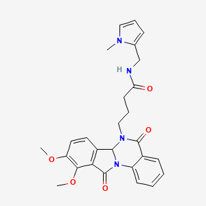 molecular formula C27H28N4O5 B10989392 4-(9,10-dimethoxy-5,11-dioxo-6a,11-dihydroisoindolo[2,1-a]quinazolin-6(5H)-yl)-N-[(1-methyl-1H-pyrrol-2-yl)methyl]butanamide 