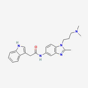 molecular formula C23H27N5O B10989428 N-{1-[3-(dimethylamino)propyl]-2-methyl-1H-benzimidazol-5-yl}-2-(1H-indol-3-yl)acetamide 