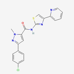 molecular formula C19H14ClN5OS B10989451 3-(4-chlorophenyl)-1-methyl-N-[(2Z)-4-(pyridin-2-yl)-1,3-thiazol-2(3H)-ylidene]-1H-pyrazole-5-carboxamide 