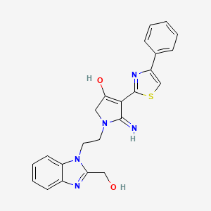 molecular formula C23H21N5O2S B10989454 1-{2-[2-(hydroxymethyl)-1H-benzimidazol-1-yl]ethyl}-5-imino-4-(4-phenyl-1,3-thiazol-2-yl)-2,5-dihydro-1H-pyrrol-3-ol 