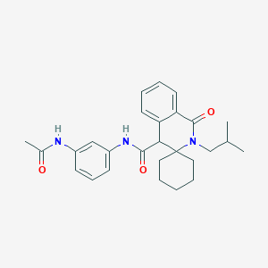 molecular formula C27H33N3O3 B10989455 N-[3-(acetylamino)phenyl]-2'-(2-methylpropyl)-1'-oxo-1',4'-dihydro-2'H-spiro[cyclohexane-1,3'-isoquinoline]-4'-carboxamide 