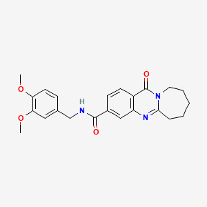 molecular formula C23H25N3O4 B10989490 N-(3,4-dimethoxybenzyl)-12-oxo-6,7,8,9,10,12-hexahydroazepino[2,1-b]quinazoline-3-carboxamide 