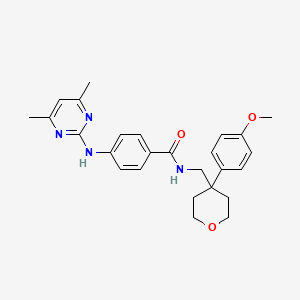 molecular formula C26H30N4O3 B10989527 4-((4,6-dimethylpyrimidin-2-yl)amino)-N-((4-(4-methoxyphenyl)tetrahydro-2H-pyran-4-yl)methyl)benzamide 