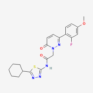 molecular formula C21H22FN5O3S B10989536 N-[(2E)-5-cyclohexyl-1,3,4-thiadiazol-2(3H)-ylidene]-2-[3-(2-fluoro-4-methoxyphenyl)-6-oxopyridazin-1(6H)-yl]acetamide 