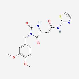 molecular formula C17H18N4O5S B10989623 2-[1-(3,4-dimethoxybenzyl)-2,5-dioxoimidazolidin-4-yl]-N-(1,3-thiazol-2-yl)acetamide 