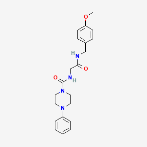 molecular formula C21H26N4O3 B10989661 N-{2-[(4-methoxybenzyl)amino]-2-oxoethyl}-4-phenylpiperazine-1-carboxamide 