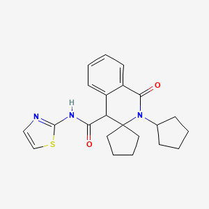 molecular formula C22H25N3O2S B10989680 2'-cyclopentyl-1'-oxo-N-(1,3-thiazol-2-yl)-1',4'-dihydro-2'H-spiro[cyclopentane-1,3'-isoquinoline]-4'-carboxamide 