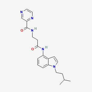 N-(3-{[1-(3-methylbutyl)-1H-indol-4-yl]amino}-3-oxopropyl)pyrazine-2-carboxamide