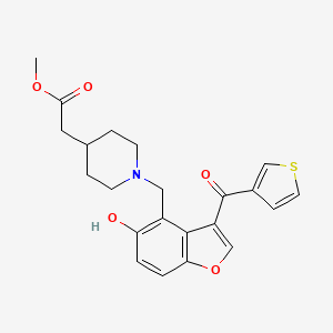 molecular formula C22H23NO5S B10989760 Methyl (1-{[5-hydroxy-3-(thiophen-3-ylcarbonyl)-1-benzofuran-4-yl]methyl}piperidin-4-yl)acetate 