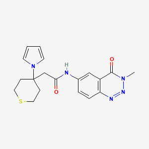 molecular formula C19H21N5O2S B10989783 N-(3-methyl-4-oxo-3,4-dihydro-1,2,3-benzotriazin-6-yl)-2-[4-(1H-pyrrol-1-yl)tetrahydro-2H-thiopyran-4-yl]acetamide 