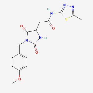 molecular formula C16H17N5O4S B10989787 2-[1-(4-methoxybenzyl)-2,5-dioxoimidazolidin-4-yl]-N-(5-methyl-1,3,4-thiadiazol-2-yl)acetamide 