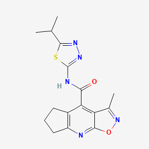 3-methyl-N-[(2E)-5-(propan-2-yl)-1,3,4-thiadiazol-2(3H)-ylidene]-6,7-dihydro-5H-cyclopenta[b][1,2]oxazolo[4,5-e]pyridine-4-carboxamide