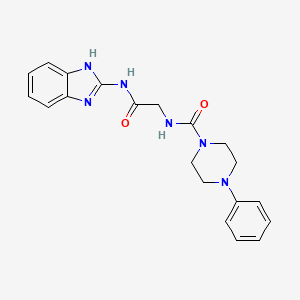 molecular formula C20H22N6O2 B10989878 N-[2-(1H-benzimidazol-2-ylamino)-2-oxoethyl]-4-phenylpiperazine-1-carboxamide 