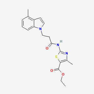 molecular formula C19H21N3O3S B10989908 ethyl 4-methyl-2-{[3-(4-methyl-1H-indol-1-yl)propanoyl]amino}-1,3-thiazole-5-carboxylate 