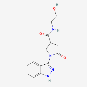 molecular formula C14H16N4O3 B10989923 N-(2-hydroxyethyl)-1-(1H-indazol-3-yl)-5-oxo-3-pyrrolidinecarboxamide 