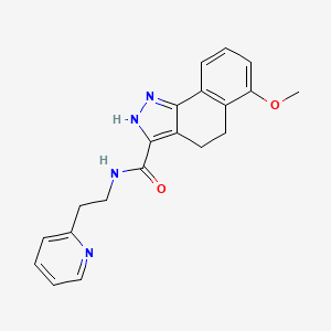 molecular formula C20H20N4O2 B10989946 6-methoxy-N-[2-(pyridin-2-yl)ethyl]-4,5-dihydro-2H-benzo[g]indazole-3-carboxamide 