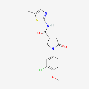 molecular formula C16H16ClN3O3S B10990002 1-(3-chloro-4-methoxyphenyl)-N-(5-methyl-1,3-thiazol-2-yl)-5-oxopyrrolidine-3-carboxamide 