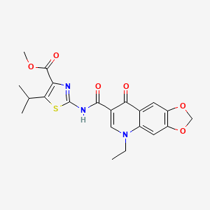 Methyl 2-{[(5-ethyl-8-oxo-5,8-dihydro[1,3]dioxolo[4,5-g]quinolin-7-yl)carbonyl]amino}-5-(propan-2-yl)-1,3-thiazole-4-carboxylate