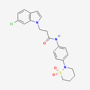 molecular formula C21H22ClN3O3S B10990135 3-(6-chloro-1H-indol-1-yl)-N-[4-(1,1-dioxido-1,2-thiazinan-2-yl)phenyl]propanamide 