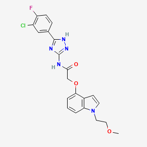 molecular formula C21H19ClFN5O3 B10990142 N-[3-(3-chloro-4-fluorophenyl)-1H-1,2,4-triazol-5-yl]-2-{[1-(2-methoxyethyl)-1H-indol-4-yl]oxy}acetamide 