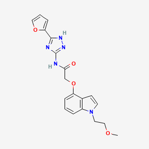 molecular formula C19H19N5O4 B10990201 N-[5-(furan-2-yl)-1H-1,2,4-triazol-3-yl]-2-{[1-(2-methoxyethyl)-1H-indol-4-yl]oxy}acetamide 