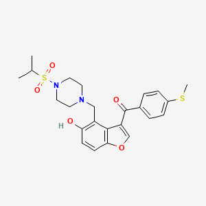 (5-Hydroxy-4-{[4-(propan-2-ylsulfonyl)piperazin-1-yl]methyl}-1-benzofuran-3-yl)[4-(methylsulfanyl)phenyl]methanone