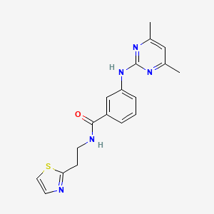 molecular formula C18H19N5OS B10990217 3-((4,6-dimethylpyrimidin-2-yl)amino)-N-(2-(thiazol-2-yl)ethyl)benzamide 