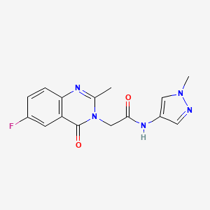 molecular formula C15H14FN5O2 B10990223 2-(6-fluoro-2-methyl-4-oxoquinazolin-3(4H)-yl)-N-(1-methyl-1H-pyrazol-4-yl)acetamide 