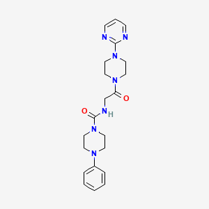 molecular formula C21H27N7O2 B10990283 N-{2-oxo-2-[4-(pyrimidin-2-yl)piperazin-1-yl]ethyl}-4-phenylpiperazine-1-carboxamide 