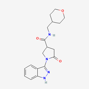 molecular formula C18H22N4O3 B10990288 1-(1H-indazol-3-yl)-5-oxo-N-(tetrahydro-2H-pyran-4-ylmethyl)-3-pyrrolidinecarboxamide 