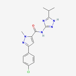 molecular formula C16H17ClN6O B10990353 1H-Pyrazole-5-carboxamide, 3-(4-chlorophenyl)-1-methyl-N-[3-(1-methylethyl)-1H-1,2,4-triazol-5-yl]- CAS No. 1574365-91-5