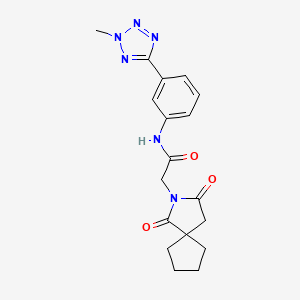 molecular formula C18H20N6O3 B10990360 2-(1,3-dioxo-2-azaspiro[4.4]non-2-yl)-N-[3-(2-methyl-2H-tetrazol-5-yl)phenyl]acetamide 